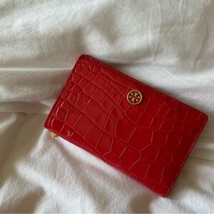 Tory Burch Croc Embossed Medium Wallet